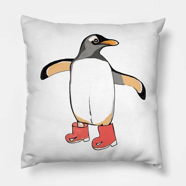 Penguin in wellies Pillow by drknice