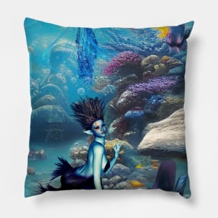 Wonderful mermaid with jellyfish Pillow