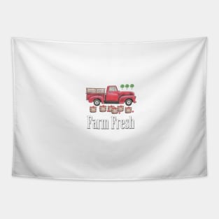 Old Red Farm Truck - Farm Fresh Tapestry