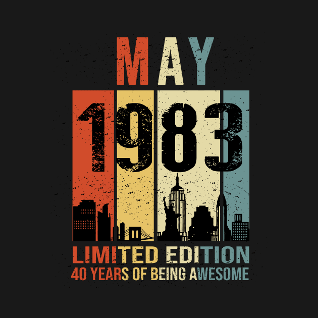 Made In 1983 May 40 Years Of Being Awesome by Red and Black Floral