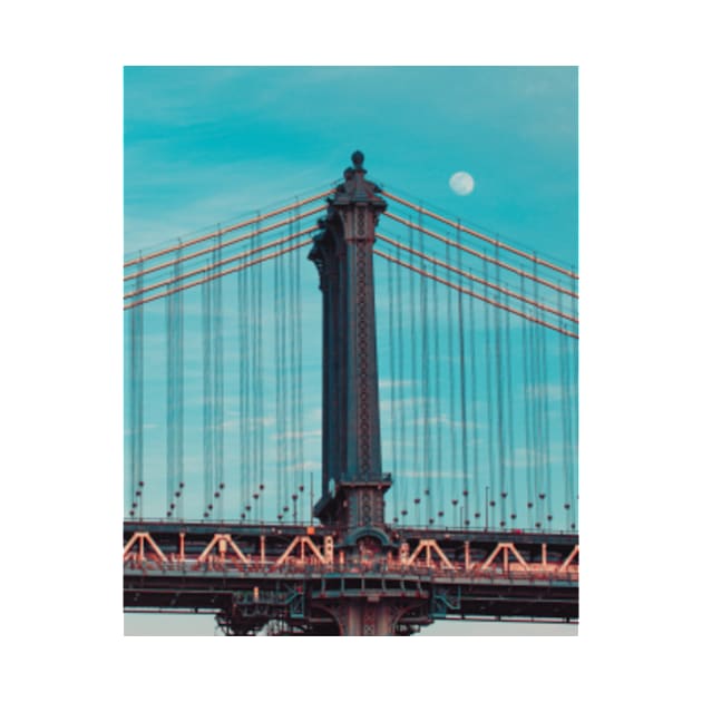 The Moon Above the Manhattan Bridge by Kelly Louise Art