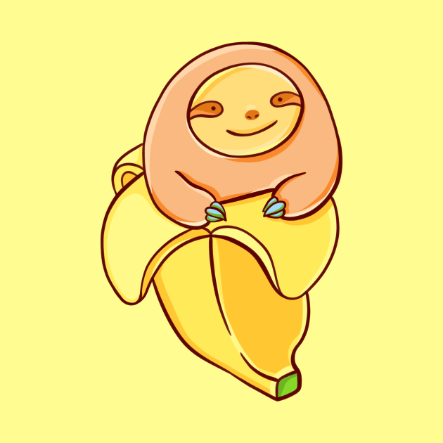 Sloth in a banana by manydoodles