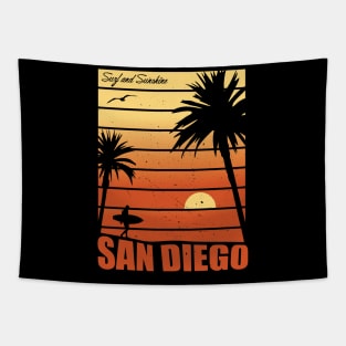 California Sunny San Diego Retro Vintage Apparel Tapestry