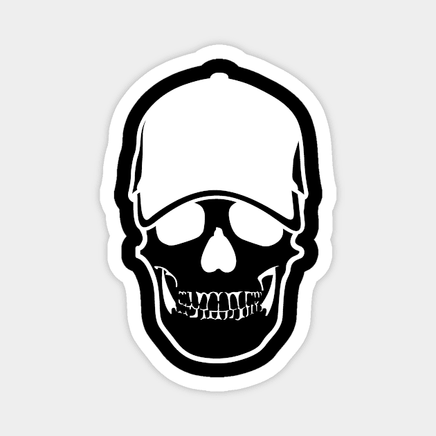 Skull Wearing a Baseball Cap Baseball Hat Magnet by StacysCellar