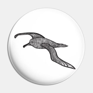 Sooty Albatross Ink Art - cool bird design - on white Pin