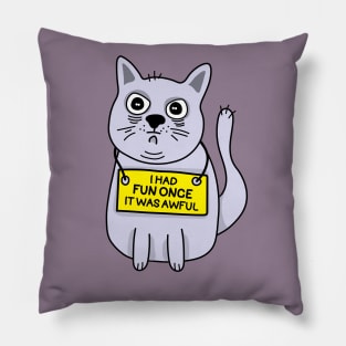 I had fun once it was awful, cat meme Pillow