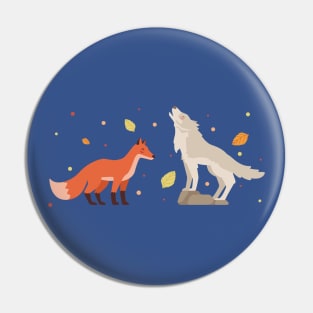 Wolf and Fox Pin
