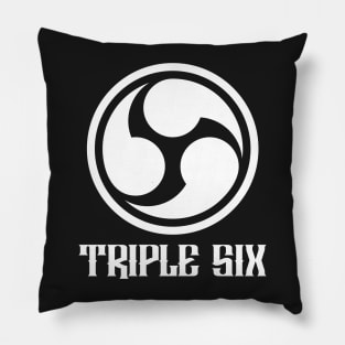 666 Triple Six + Font (white) Pillow