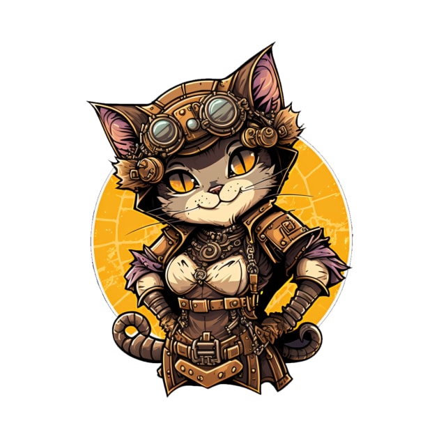 Female Steampunk Mechanic Cat by Shaani