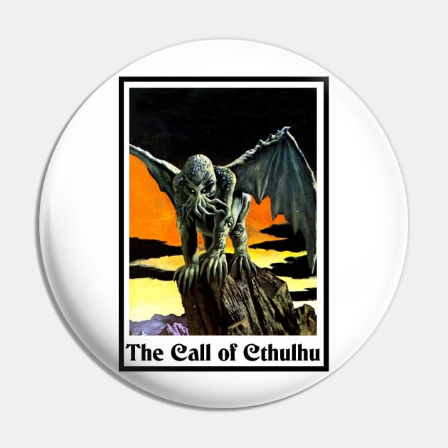 The Call of Cthulhu - Lovecraft Art Poster Pin by WrittersQuotes