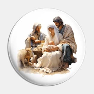 Watercolor Nativity Scene Pin