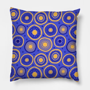 Blue Background Abstract Mushrooms Pillow