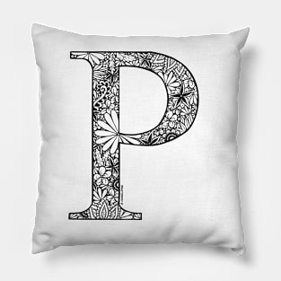 Floral letter Capital P Pillow