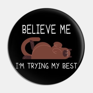 believe me I'm trying my best, Cute Joke cats, Cat Lover Tee, Funny Cat Tee ,Funny Lazy Cat Lover Pin