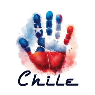 Chilean Flag Watercolor Handprint Art T-Shirt