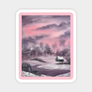 Pink Winter Painting Magnet