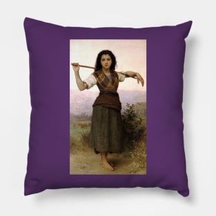 The Shepherdess - William Adolphe Bouguereau Pillow