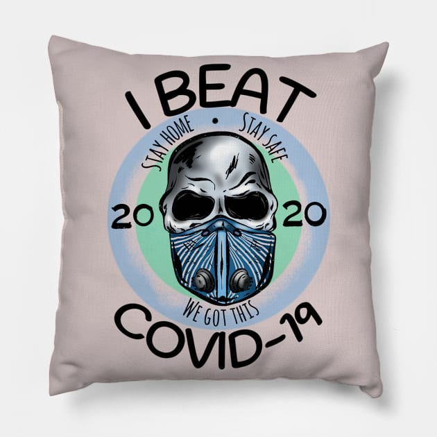 I Beat Covid Pillow by Danispolez_illustrations