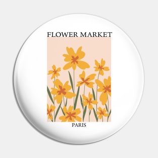 Abstract Flower Market Illustration, Yellow Iris Flower Pin