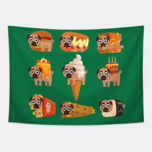 Pug In Food Collection Tapestry