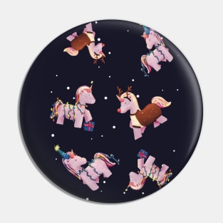 Unicorn Xmas Party Time Pin