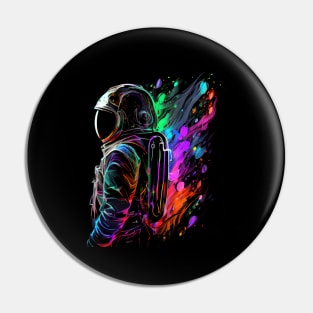 Outer Space Splash Art Colorful Fun Spaceman Pin