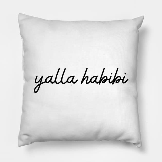 yalla habibi - black Pillow by habibitravels