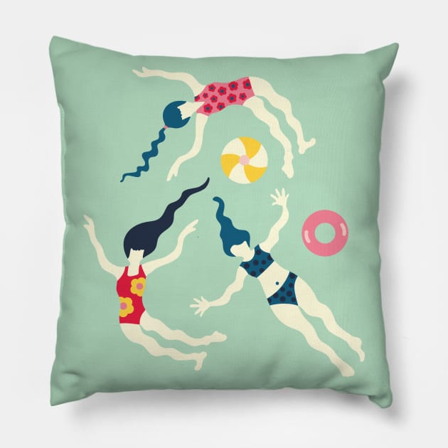 FLOATING WORLD Summer Pool Beach Party Swimmers - UnBlink Studio by Jackie Tahara Pillow by UnBlink Studio by Jackie Tahara