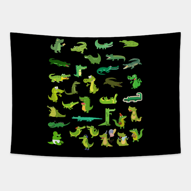 Funny Crocodiles Tapestry by Funtomass