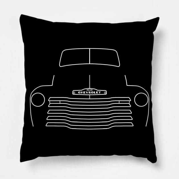 1949 Chevy 3100 stepside classic pickup truck outline graphic (white) Pillow by soitwouldseem