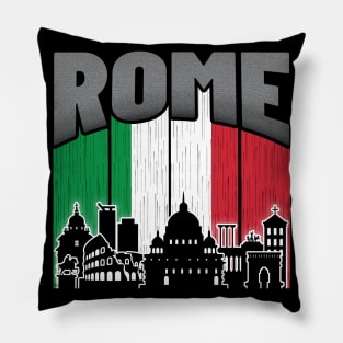 Rome Italy Skyline Vintage Flag Pillow