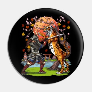 Japanese Tiger Samurai Warrior Pin