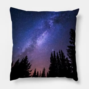 Conifers Reaching to Milky Way Pillow