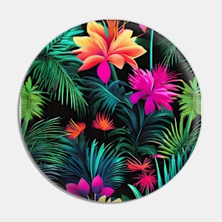 Neon tropical flowers pattern Pin