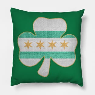 Flag of Chicago Irish Shamrock Pillow