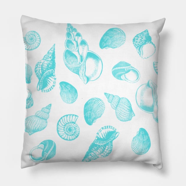 Blue shells Pillow by Kuro