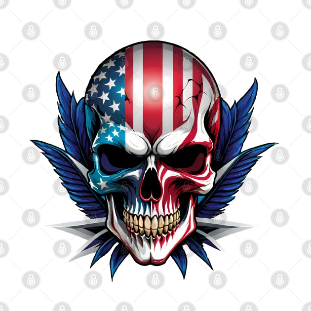 Skull with usa flag by TaevasDesign