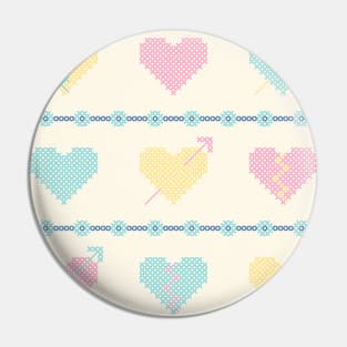Cross stitch pastel hearts Pin