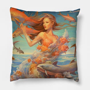 Aquatic Reverie: Surreal Dream of Fish and Water Pillow