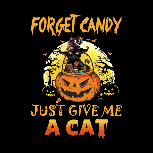 Forget Candy Just Give Me A Cat T-shirt by kimmygoderteart