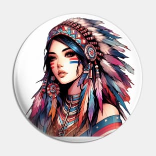 Native American, Beauty, Red Star | Catsie Cat Pin