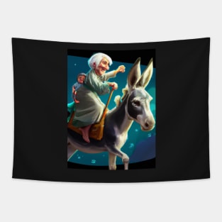 Woman and Baby on Donkey Tapestry