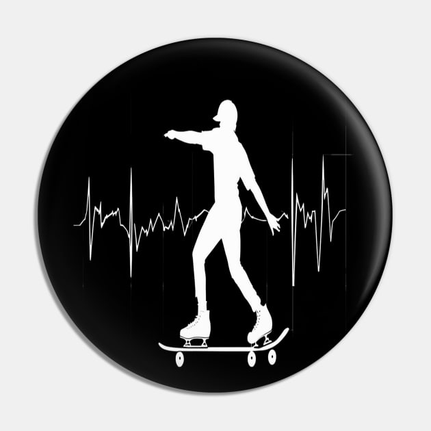 Roller Skate line drawing and heartbeat in white for skaters and roller derby fans Pin by Customo