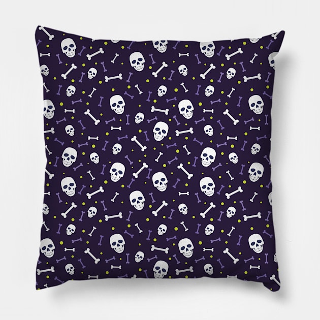 Skull and Bone Halloween Pattern Pillow by POD-of-Gold