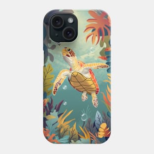 Green Sea Turtle Swims The Pacific Ocean Phone Case