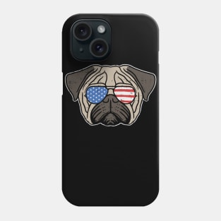 Cute Pug American Flag Dog T-Shirt 4th of July Patriotic Shirt United States Gift Phone Case