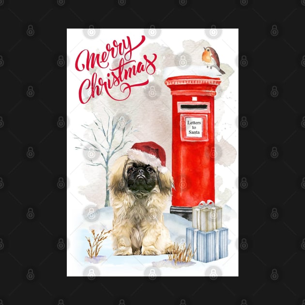 Pekingese Merry Christmas Santa Dog by Puppy Eyes