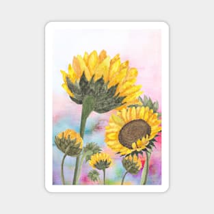 watercolor sunflowers guardin artwork Magnet