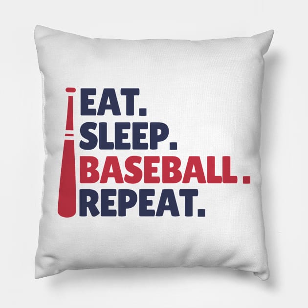 Eat Sleep Baseball Repeat Pillow by Illustradise