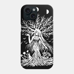 Tree Goddess, Moon Phases, Gothic Witchy Nature Phone Case